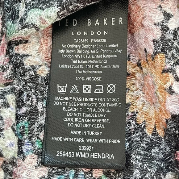 Ted Baker Hendria Ruffle-Trim Mini Dress floral print viscose size 0 or 2 - Picture 8 of 14